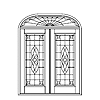 Full-view double door with elliptical transom
Unit Dimension 74-5/8" x 98"
Door Dimension 36" x 79"
Panels - none
Glazing - Leaded IG @ doors & transom